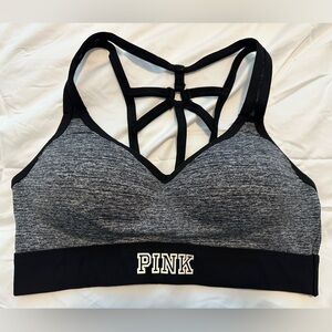 Victoria's Secret Pink Ultimate Strappy back Push-Up Sports Bra Gray Marl Size M